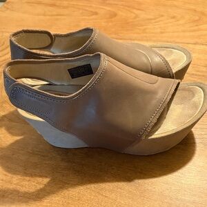 Tsubo Taupe Wedge Sandals